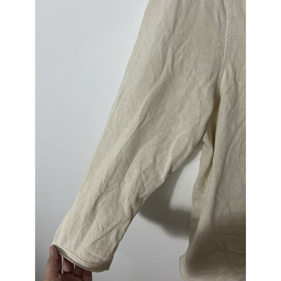 We The Free People Cream Oatmeal 3/4 Sleeve Shirt Size XL Distressed Pleats - Picture 5 of 14